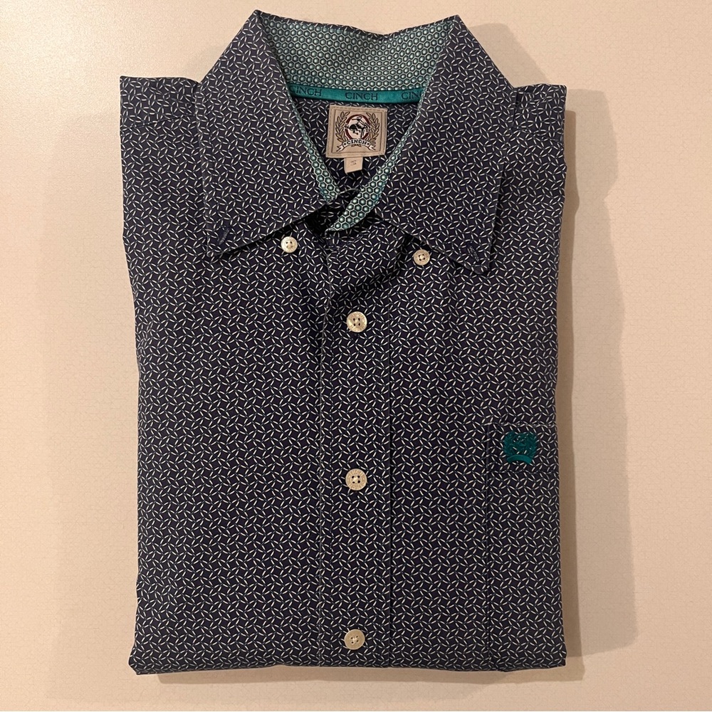 Cinch Men's Classic Fit Button Down Shirt - Navy Chain Link